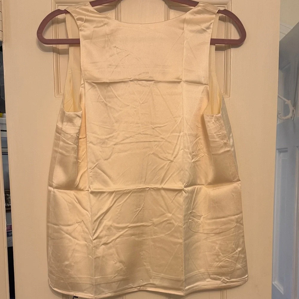 Elegant Cream Sleeveless silk Top - Picture 5 of 7